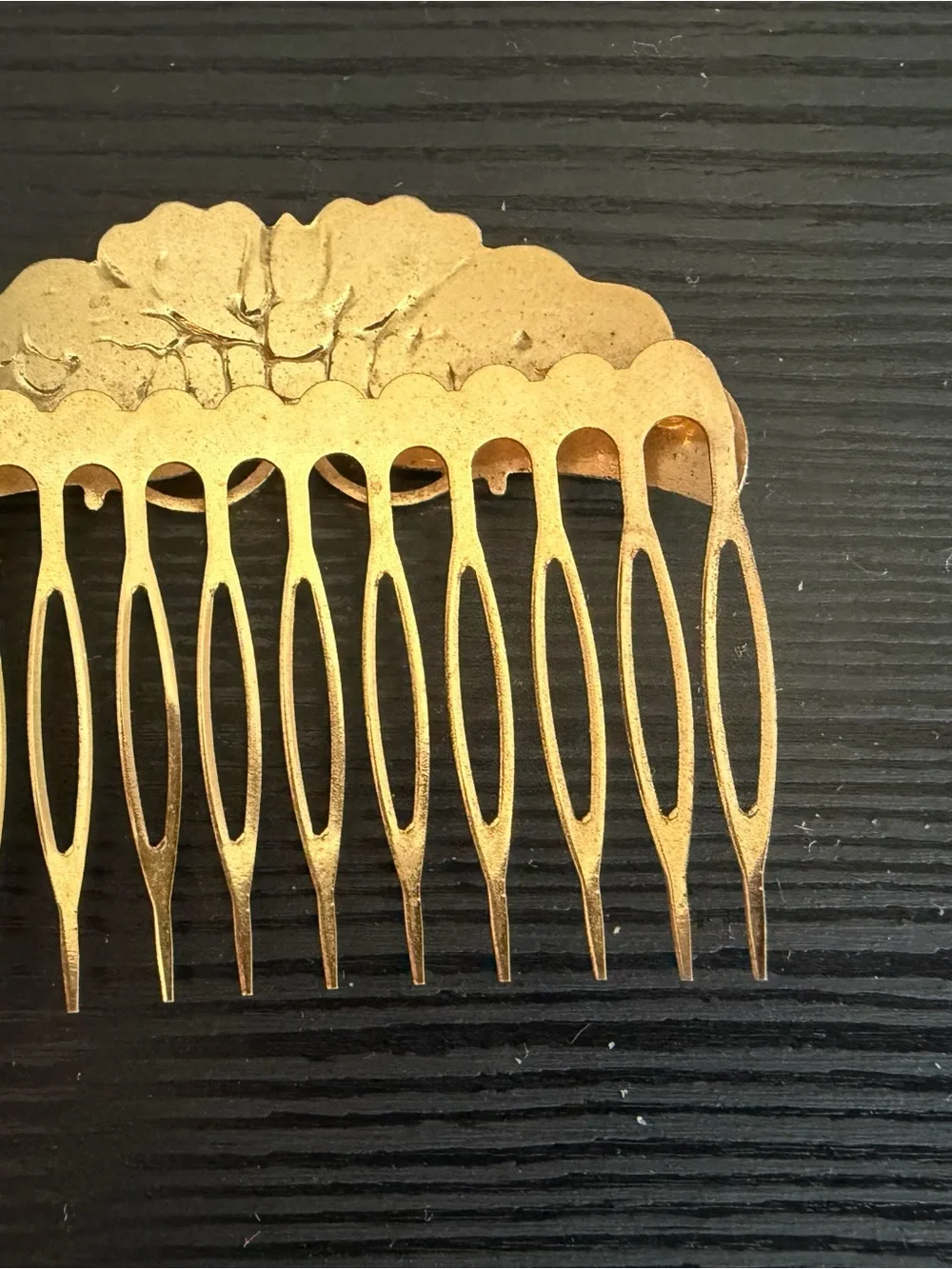 Vintage Cloisonné Gold tone butterfly Enamel Hair Comb